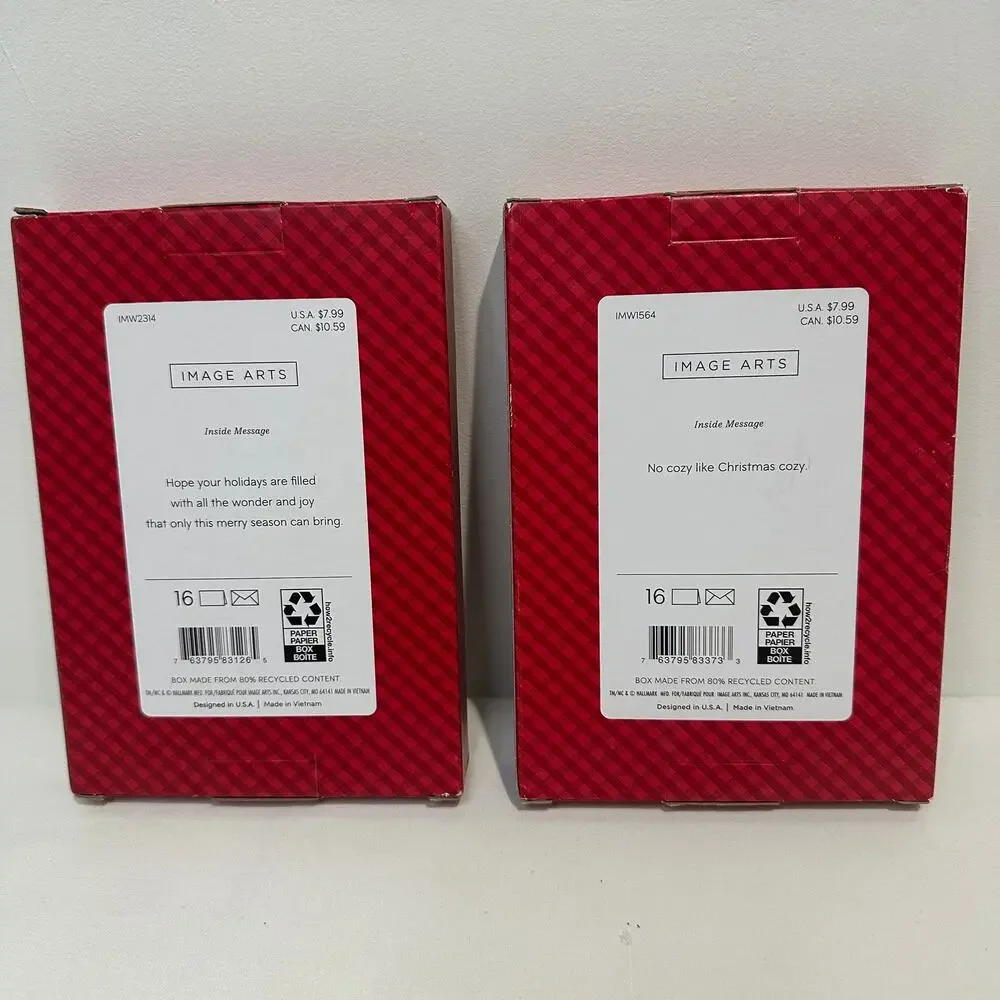 Pack of 32 Hallmark Christmas Holiday Assorted Boxed Glitter Cards w/ Envelopes - Picture 2 of 2